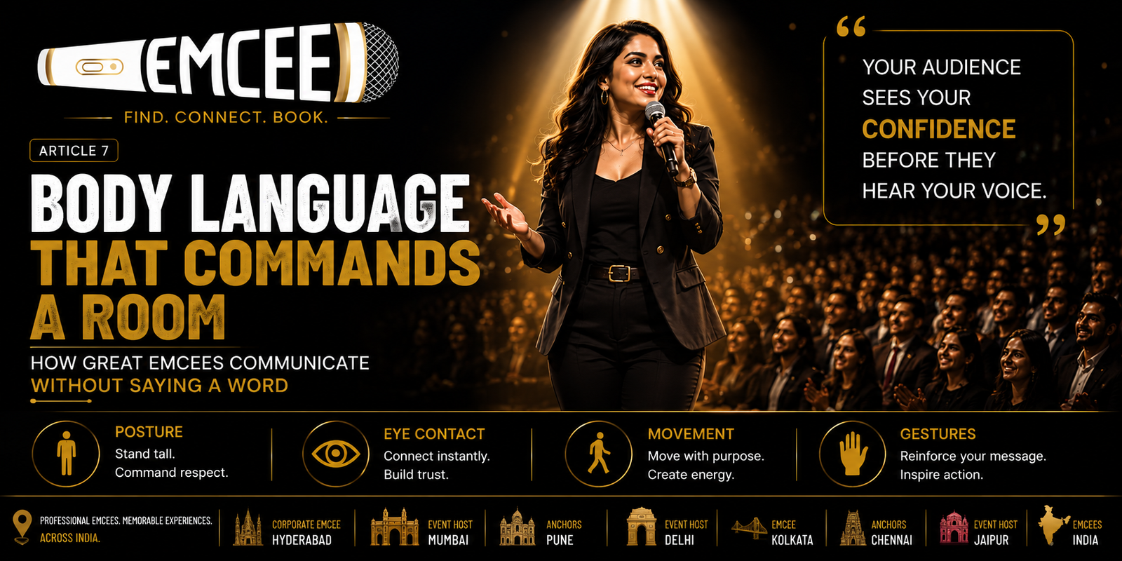 Body Language That Commands a Room: How Great EMCEEs Communicate Without Saying a Word - The EMCEE Academy™ | Article 7