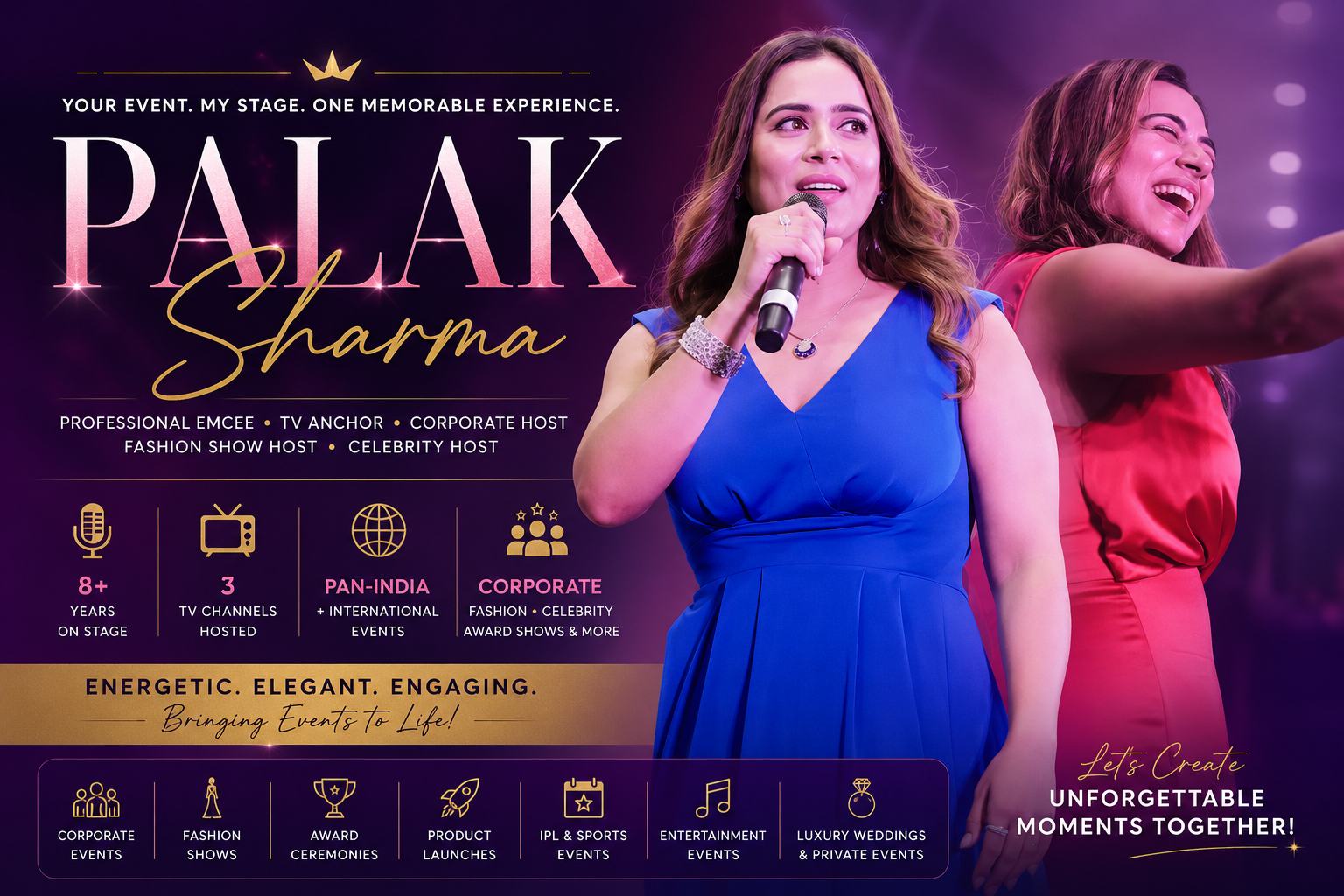 Palak Sharma: Corporate Event Host, TV Anchor & Celebrity Emcee in India