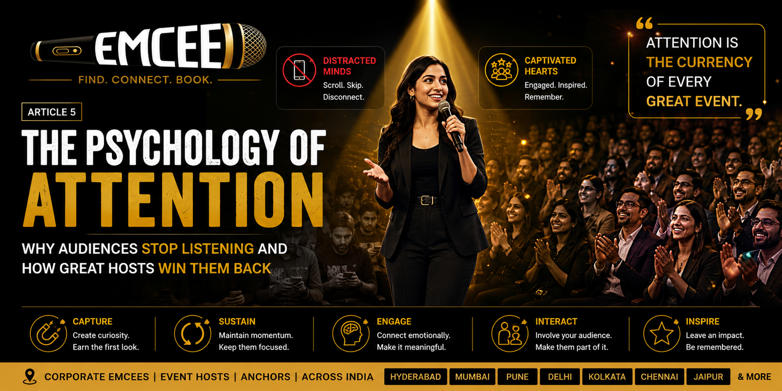 The Psychology of Attention: Why Audiences Stop Listening and How Great Hosts Win Them Back - The EMCEE Academy™ | Article 5