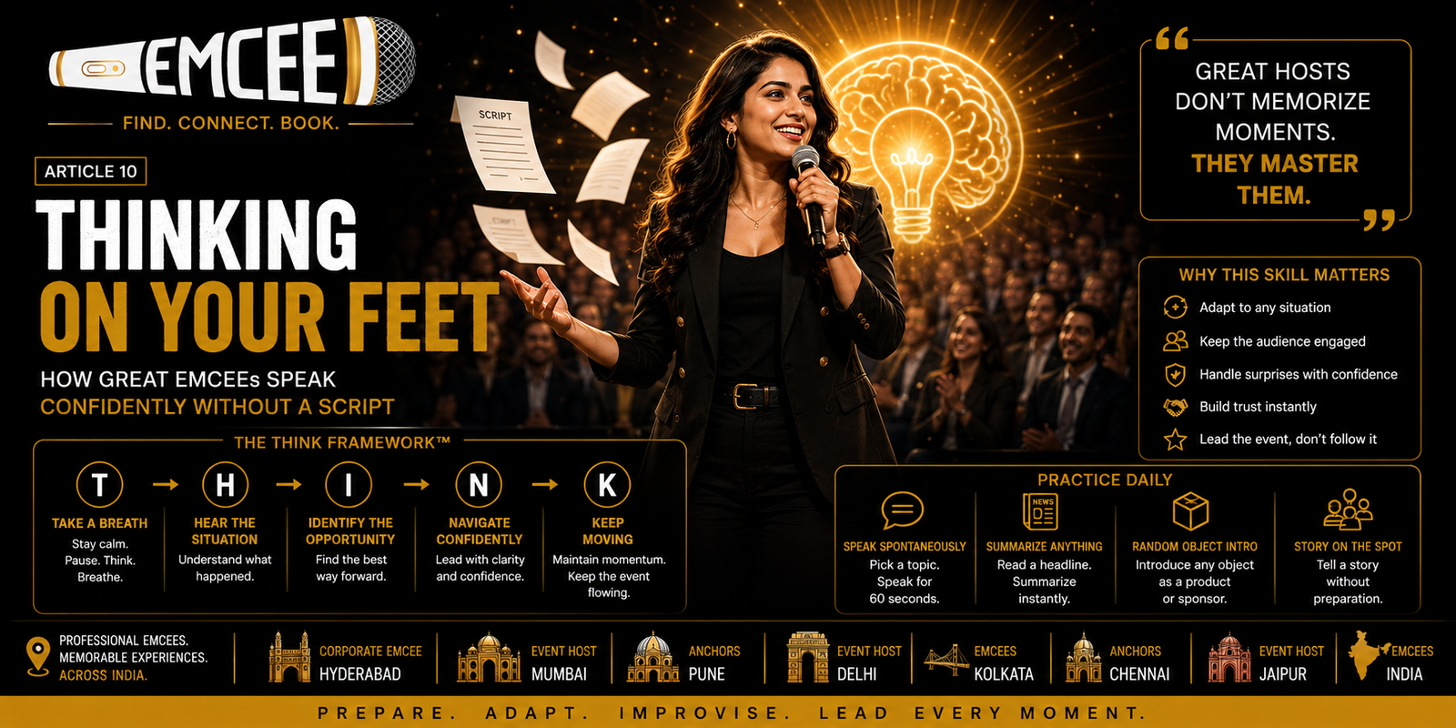 Thinking on Your Feet: How Great EMCEEs Speak Confidently Without a Script - The EMCEE Academy™ | Article 10